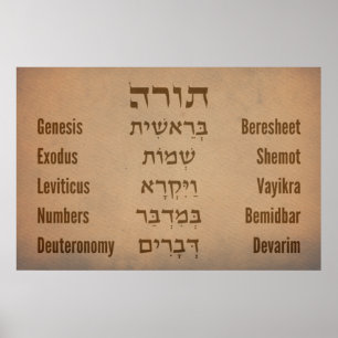Fünf Bücher der Tora/Bibel auf Hebräisch Poster
