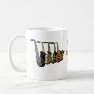Fünf bunte Saxophones Tasse, Glas oder Reise-Tass Kaffeetasse