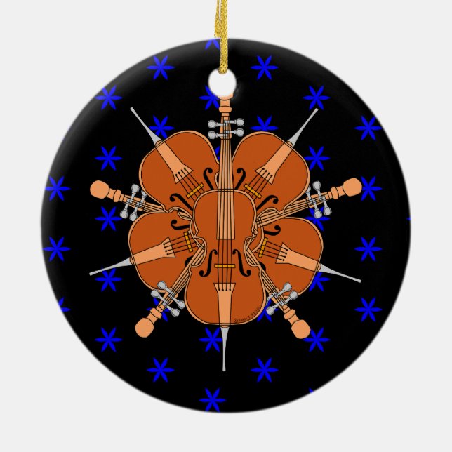 Fünf Cellos Keramik Ornament (Hinten)