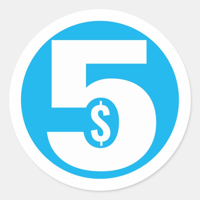 Fünf Dollar Runder Aufkleber (Vorderseite)