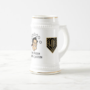 Fünf Dutzend Ouefs Gaston/Herren FF-Logo Stein Bierglas