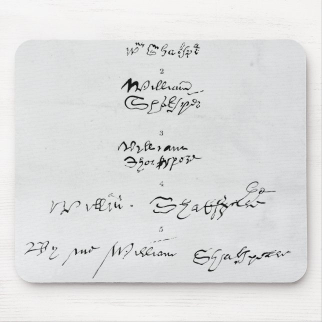 Fünf echte Autogramme von William Shakespeare Mousepad (Vorne)
