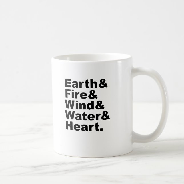 Fünf Elemente | Erde Feuer Wind Wasser & Herz Kaffeetasse (Rechts)