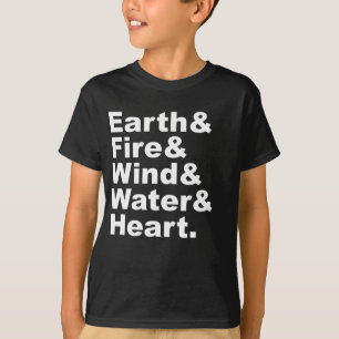 Fünf Elemente Erde Feuer Wind Wasser & Herz T-Shirt