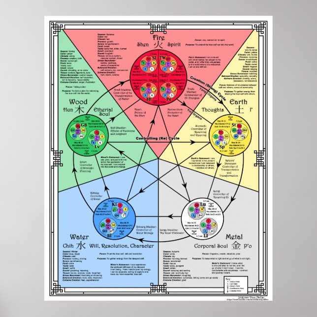 Fünf-Elemente-Theorie für Akupressur Poster (Vorne)