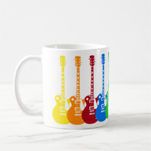 Fünf farbenfrohe E-Gitarren Kaffeetasse