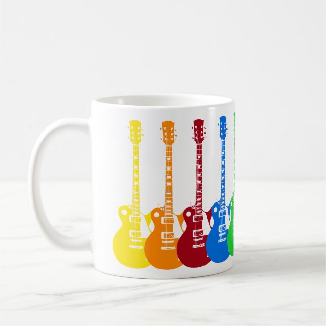 Fünf farbenfrohe E-Gitarren  Kaffeetasse (Links)