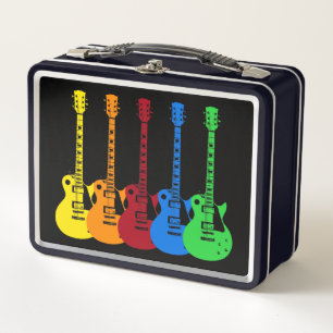 Fünf farbige elektrische Gitarren Metall Brotdose