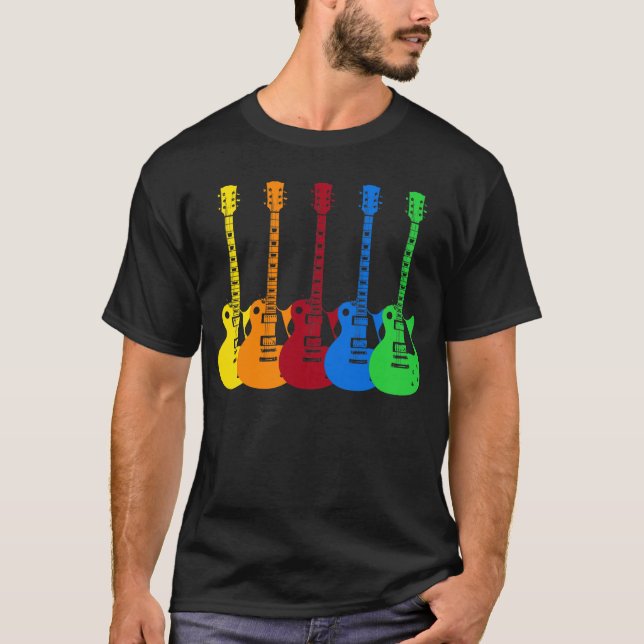 Fünf farbige elektrische Gitarren  T-Shirt (Vorderseite)