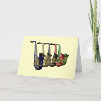 Fünf farbige Saxophone-Karte Karte