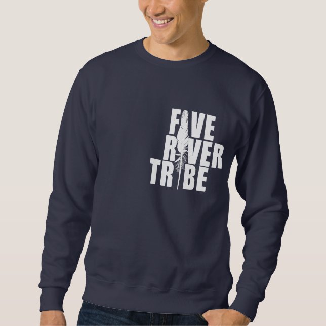 Fünf Fluss-Stamm-weißer Druck durch bescheidenes Sweatshirt (Vorderseite)