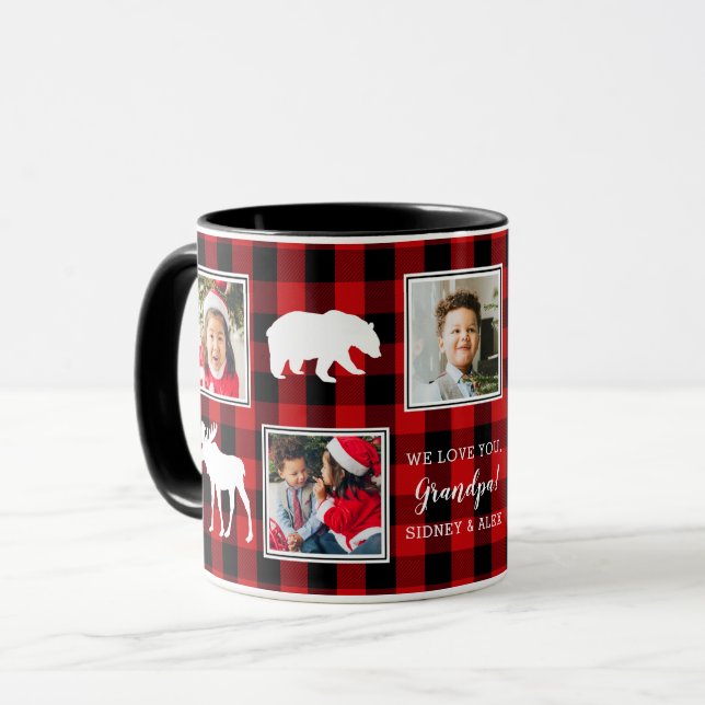 Fünf Foto Kariert | Rot | Tasse (Vorderseite Links)