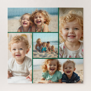 Fünf-Foto-Vorlage Personalisiertes Familienpuzzl