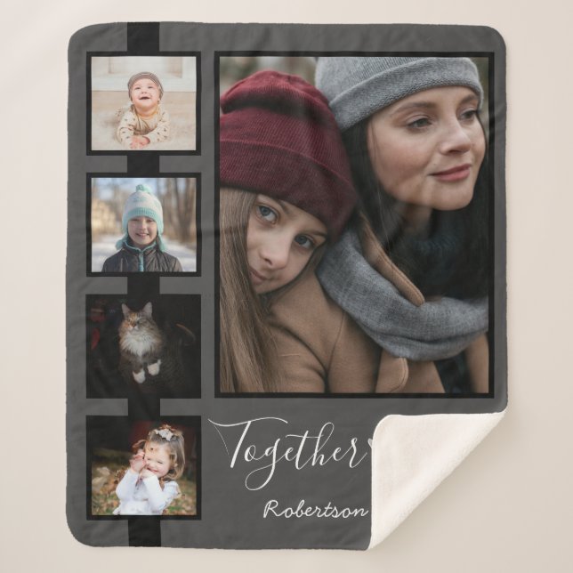 Fünf Fotokollagen zusammen Sherpadecke (Vorderseite)