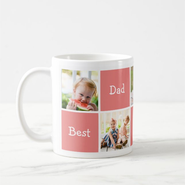 Fünf Fotos bester Vater in der Welt Kaffee-Tasse Kaffeetasse (Links)