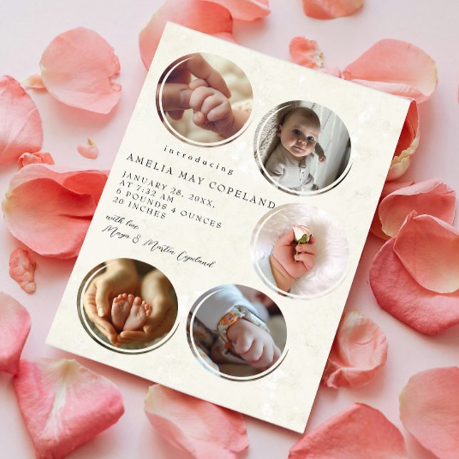 Fünf Fotos Collage Birth Ankündigung (Von Creator hochgeladen)