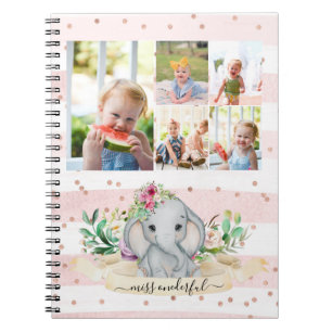 Fünf Fotos Collage Miss Onderful Baby Elephant Notizblock