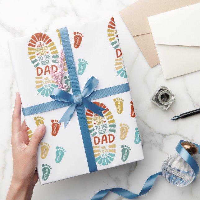 Fünf Fußspuren Vatertag Geschenkpapier (Schenken)