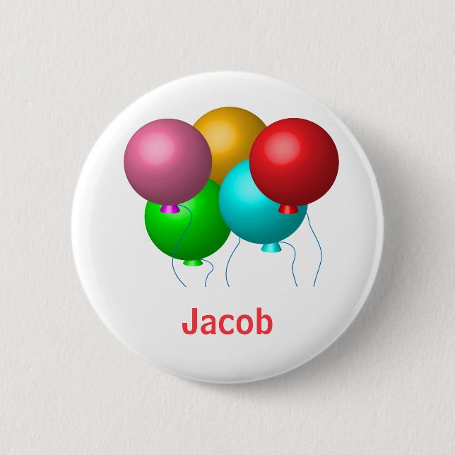 Fünf Geburtstagsballons Personalisiert Button (Vorderseite)