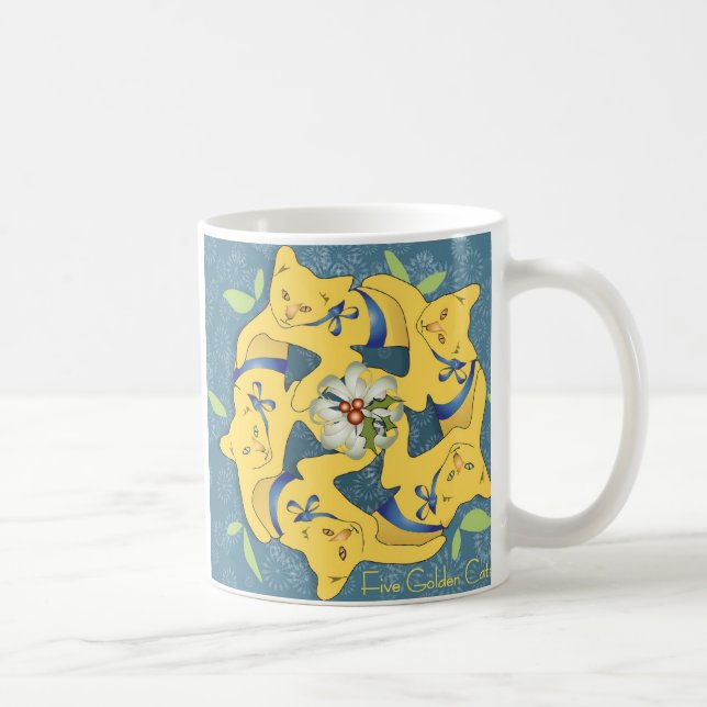 Fünf goldene Katzen... Feiertage Kaffeetasse (Rechts)