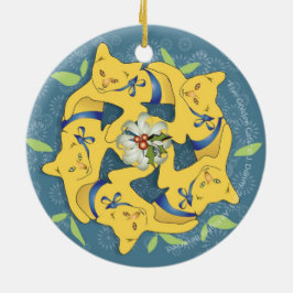 Fünf goldene Katzen... zweiseitig Keramikornament