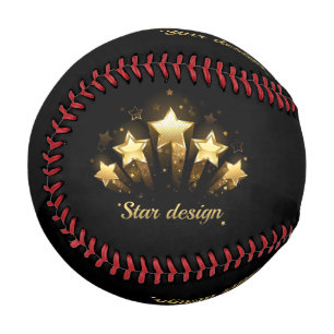 Fünf goldene Sterne auf schwarz Baseball