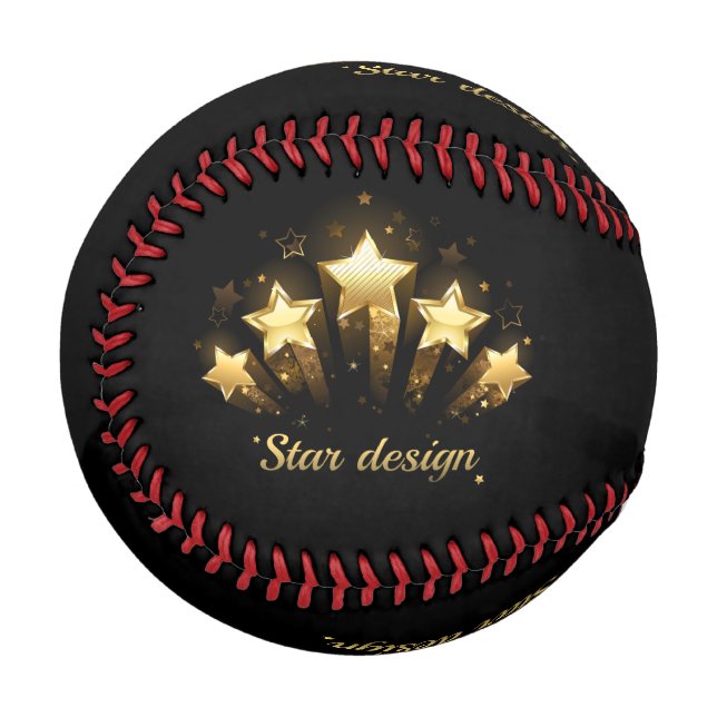 Fünf goldene Sterne auf schwarz Baseball (Vorderseite Links)