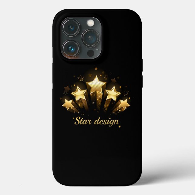 Fünf goldene Sterne auf schwarz Case-Mate iPhone Hülle (Rückseite)