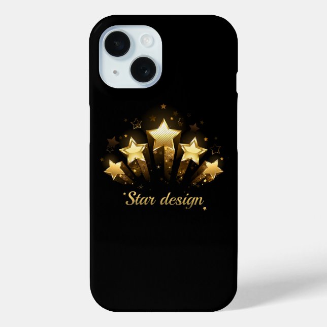 Fünf goldene Sterne auf schwarz Case-Mate iPhone Hülle (Rückseite)