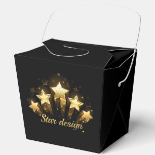 Fünf goldene Sterne auf schwarz Geschenkschachtel