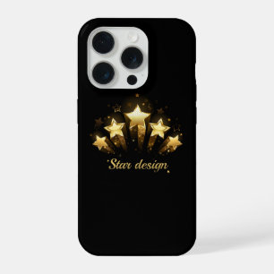Fünf goldene Sterne auf Schwarz iPhone 15 Pro Hülle