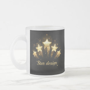 Fünf goldene Sterne auf schwarz Mattglastasse
