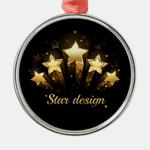 Fünf goldene Sterne auf schwarz Ornament Aus Metall