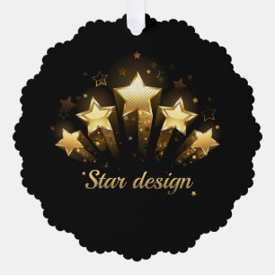 Fünf goldene Sterne auf schwarz Ornament Karte