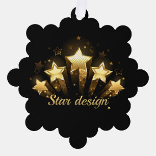 Fünf goldene Sterne auf schwarz Ornament Karte