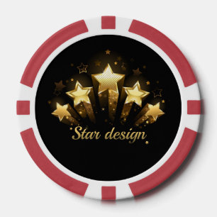 Fünf goldene Sterne auf schwarz Pokerchips