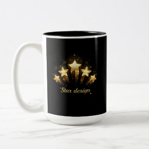 Fünf goldene Sterne auf schwarz Zweifarbige Tasse