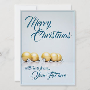 Fünf goldene Weihnachtsbälle - blaues Schreiben