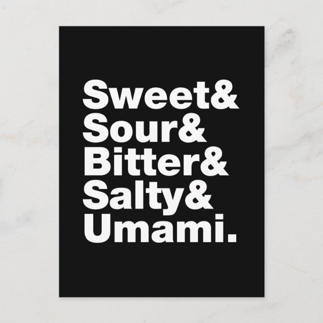 Fünf Grundgeschmacksrichtungen Postkarte (Vorderseite)