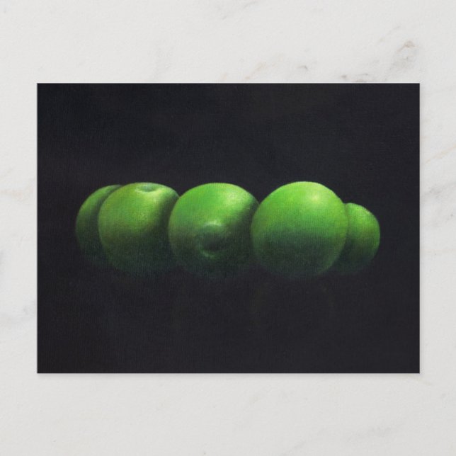Fünf grüne Äpfel Postkarte (Vorderseite)
