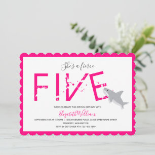 Fünf heiße rosa Hai Tier 5. Einladung