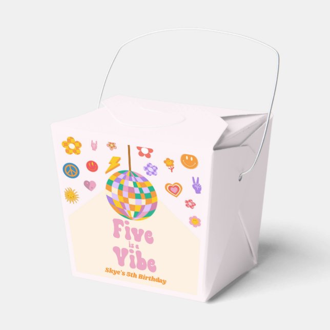 Fünf ist die Vibe Retro Diskothek Ball 5. Geburtst Geschenkschachtel (Vorderseite)