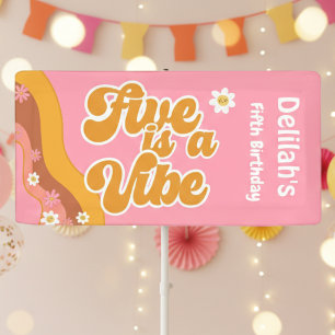 Fünf ist ein lebhafter, groovativer Retro-Vintager Banner