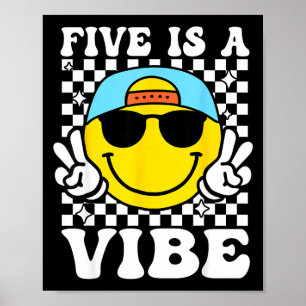 Fünf ist ein Vibe 5. Geburtstag Groovy Jungen Mädc Poster