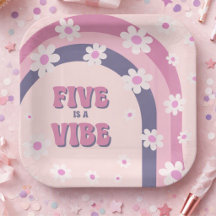Fünf ist ein Vibe Retro-Regenbogen-Gänseblümchen 5
