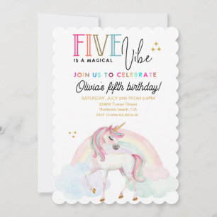 Fünf ist eine Stimmung Einhorn Regenbogen Geburtst Einladung
