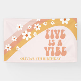 Fünf ist eine Stimmung Groovy Retro Gänseblümchen  Banner