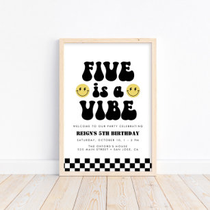Fünf ist eine Vibe   Jungs 5. Geburtstag Begrüßung Poster