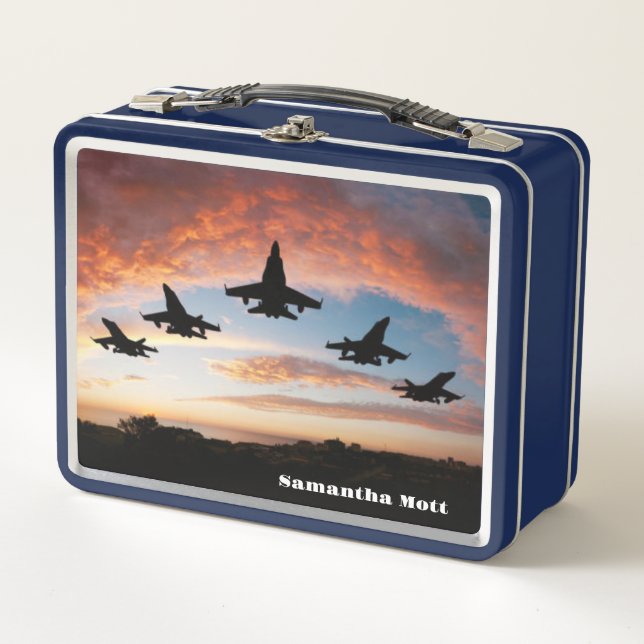 Fünf Kampfjets Metall Brotdose (Vorderseite)