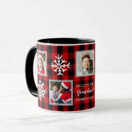 Fünf kariertes | Rot | des Foto-der Schneeflocke-| Tasse